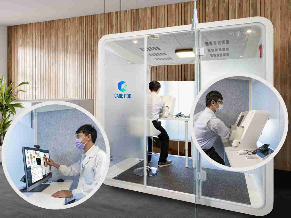 达擎于医疗科技展中展出＂远距诊疗舱＂，，，以因应医疗数字化及社会高龄化趋势下、、、复诊及慢性病患等族群对于远距看诊需求逐渐升高所推出的创新整合方案。。。。多功能合一、、、高隐私性的远距诊疗舱可根据病患端与医师端的不同需求，，提供弹性化及客制化功能，，，，节省医生和病患的精力及时间