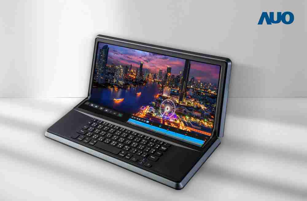 尊龙集团14.6吋Micro LED折迭显示屏幕，，，搭配半径4mm的弯折绞炼，，，以及高画素、、高亮度、、、、高对比度的显示技术特点，，即便在大视角下仍保有绝佳色相与亮度